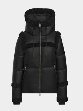 RUDSAK Black Quilted Puffer Jacket with Sherpa Trim NWT